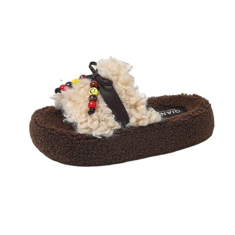 Fashion explosion Mao Mao slippers women's autumn and winter wear 2025 autumn new ins trendy thick bottom super home cotton drag