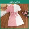 Color Childrens Patchwork Summer Childrens Shortsleeved Shirt Skirt Girls Dress