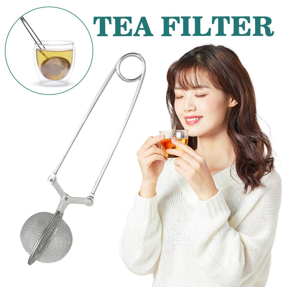 Reusable Steel Tea Infuser Sphere Mesh TeaStrainer Filter Herb Kitchen Gadget Handle Diffuser Coffee Anti-scald S T1F7