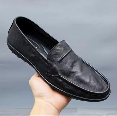 Business Doudou Shoes Soft Leather Summer Breathable Lightweight Simple Versatile One Pedal Lazy Men's Casual Leather Shoes