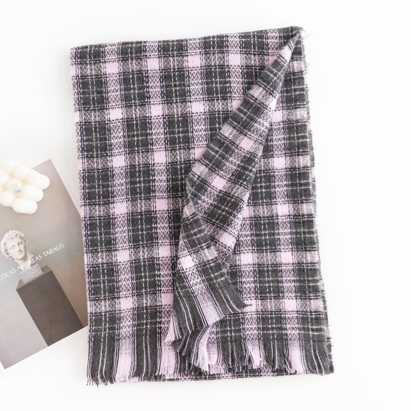 New Korean Style Imitation Cashmere Scarf with High End Atmosphere for Women Autumn and Winter Plaid Scarf and Winter Shawl Dual Use