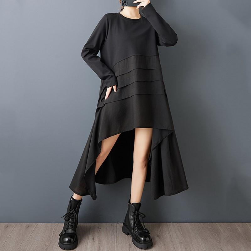 Long sleeve plus size Black vintage e new in dresses for women casual loose spring autumn dress