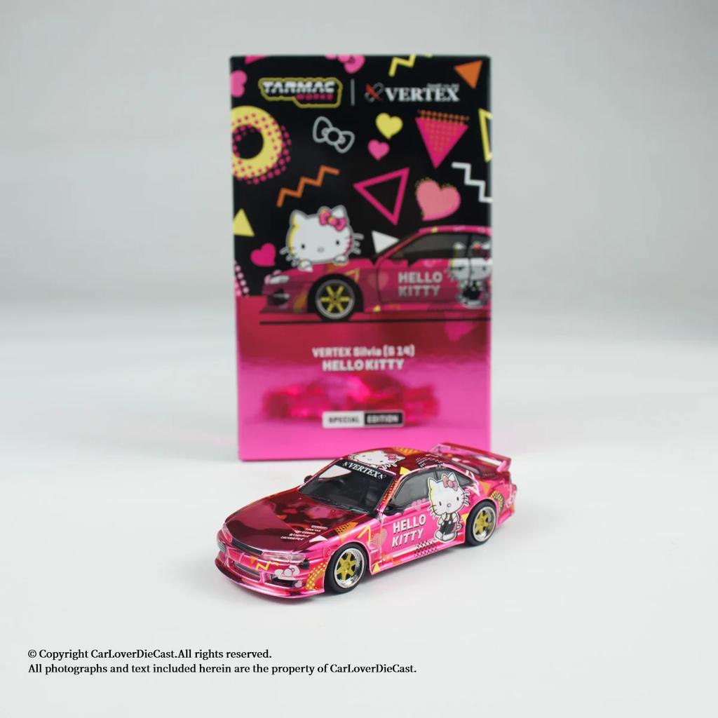 Tarmac Works 1:64 Vertex Nissan Silvia (S14) Sanrio T64G-018-HK  Alloy Premium Diecast Vehicle Model Toy Collectible Display