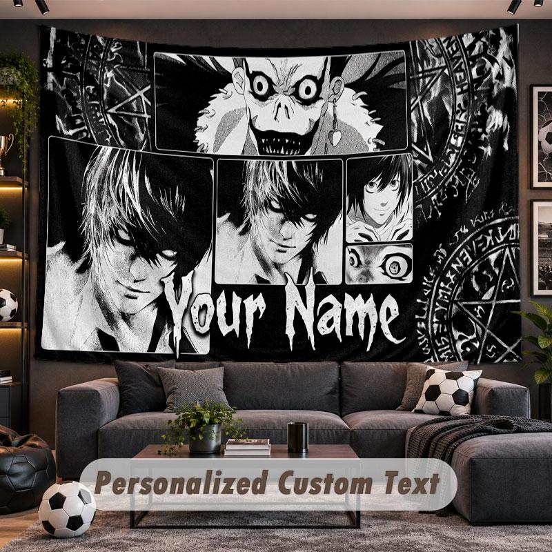 Wall Hanging Tapestry Custom NameDeath Note Pattern Personalized Printed Fabric Wall Decor