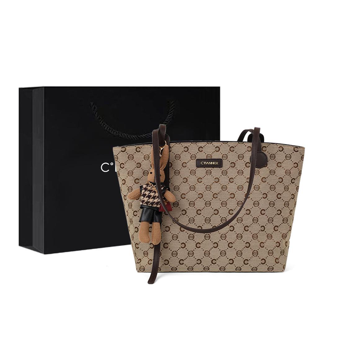 

New C°BANNER Fabric Carry Underarm Tote Bag Shoulder Bag Women s Coffee Q10211 29.0*13.0*24.1CM