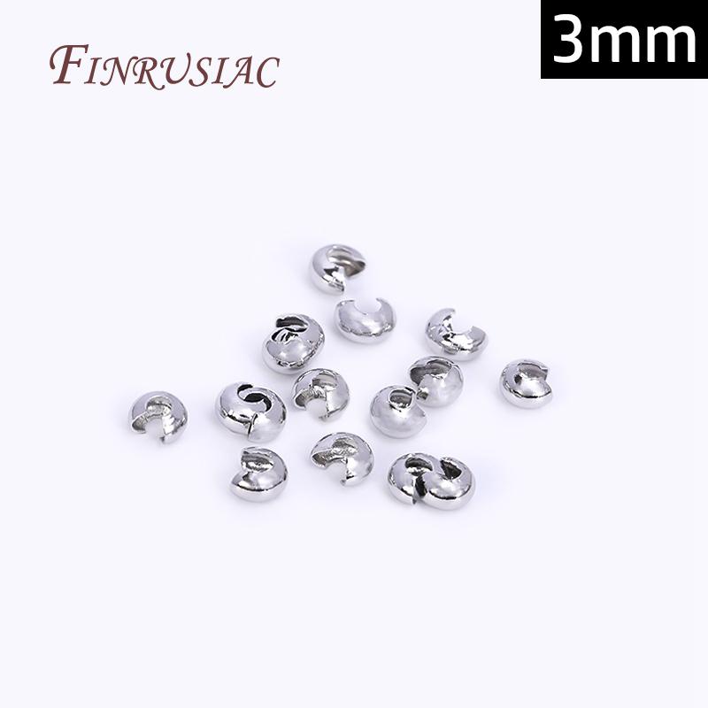3mm/4mm Open Crimp Bead Covers 18K Real Gold Plated Round Covers For Crimp End Beads, DIY Jewelry Making Supplies Wholesale