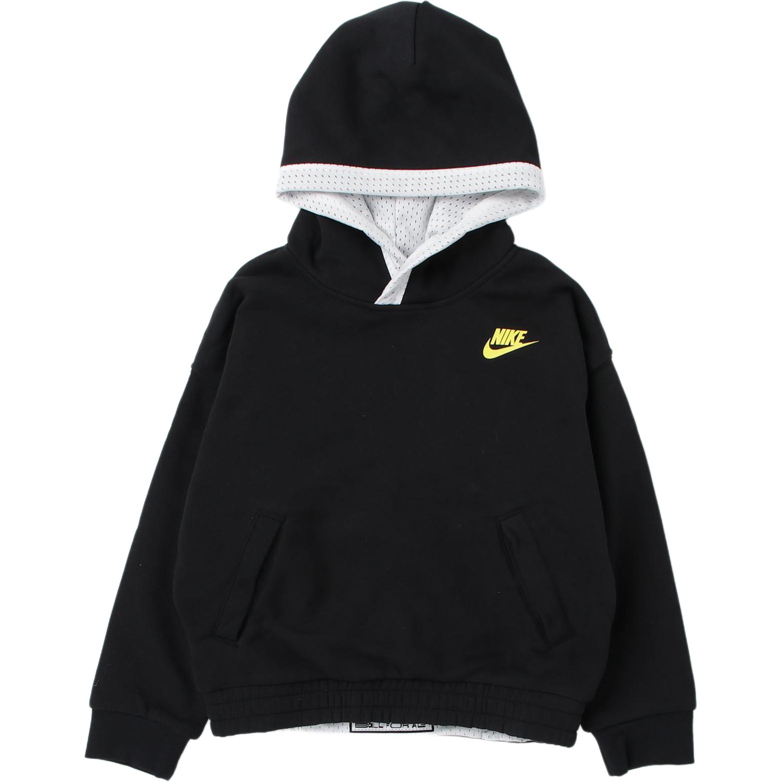 Nike Reversible Hooded Sweatshirt With Letter Logo Print Kids Tops Black White DX5518-010 S