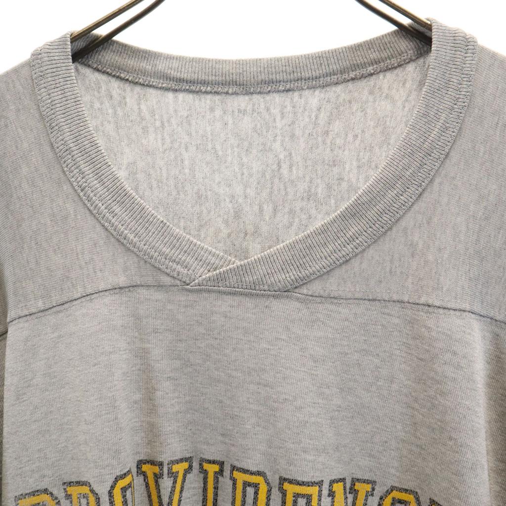 Vintage 80er College Kurzarm Fußballtrikot grau Einfachnaht Herren Gebraucht