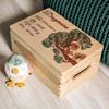 Personalizable Baby Gift - Memory Box - Wooden Baby Keepsake Box - 30 X 20 X 14 Cm - Squirrel Pattern
