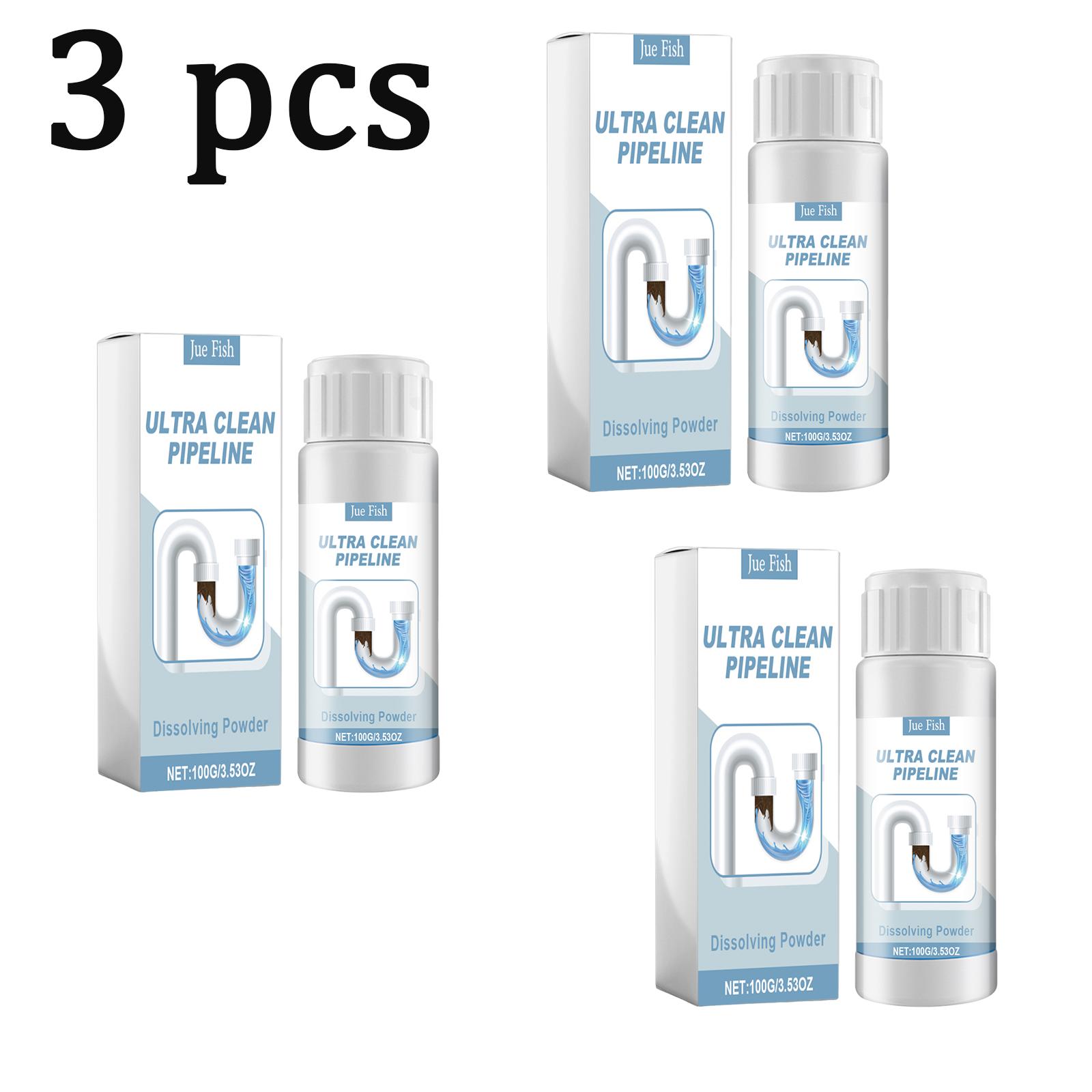 Jue-Fish Drain Cleaning Powder 100g - Unclogging, cleaning, and deodorizing toilet, sewer, kitchen, and sink drains.
