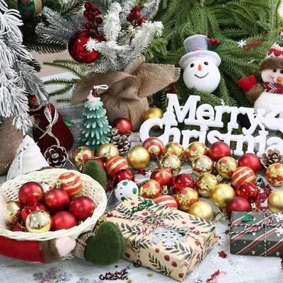 Christmas Ball Ornaments Set 50X Decorative Shatterproof Ball For Christmas Tree 1.5 Inch Retro Christmas Tree Ball For Holiday