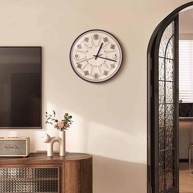 Advanced Sense Restaurant Wall Clock Chinese Simple Modern French Retro Household Decoration Living Room Mute Wall-mounted Clock
