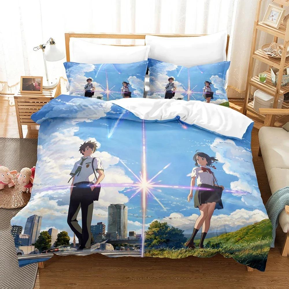 Your Name Luxury Bedding Set Japan Anime Cartoon Duvet Cover Set Comforter Bedspread Linen Twin Single Size Printed Home Textile