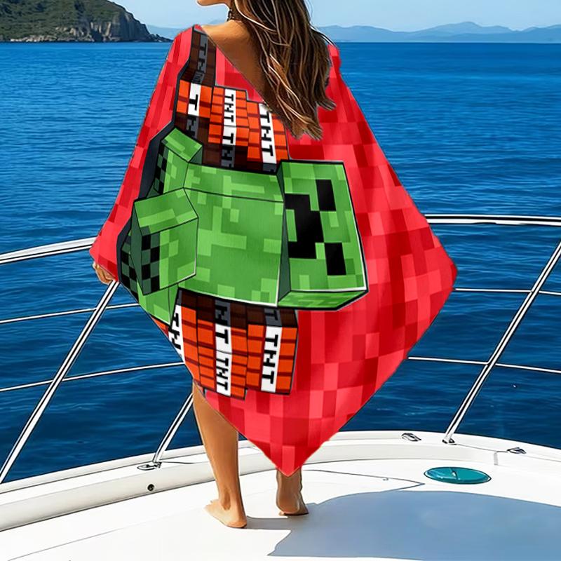 Mine-craft game Beach Towel - Soft, Absorbent Microfiber, Lightweight, Ideal for The Beach, Parties, Travel, Camping fan gifts