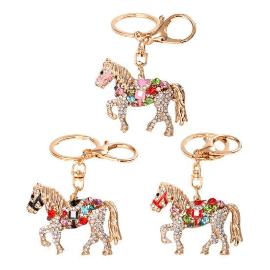 Sparkling Horse Keychain Colorful Rhinestone Enamel Horse Keychain Good Luck Horse Charm with Key Ring Gift for Friends Men Women