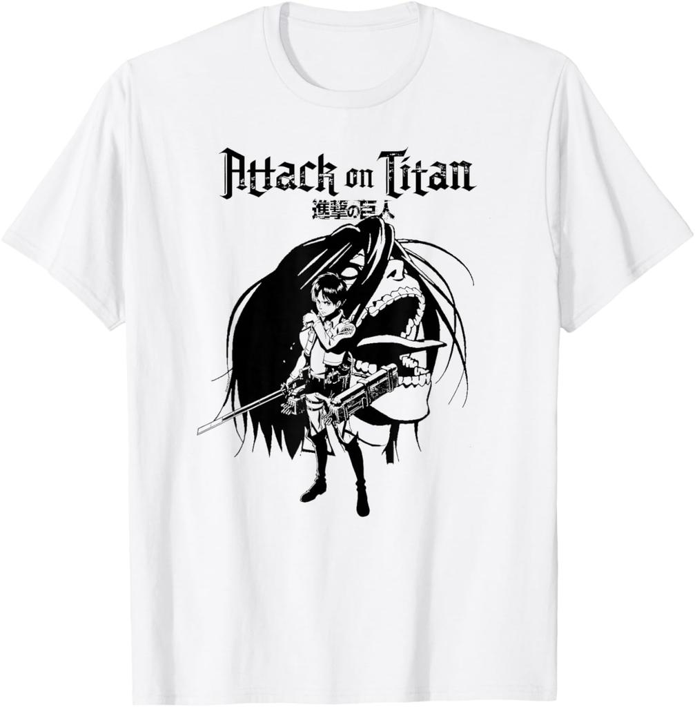 Attack On Titan Eren And Titan Anime Silhouette Fashion Casual Funny Tshirt S6xl Summer