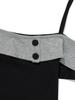 Eogeulliswedou Button Contrast Off-Shoulder (Black)