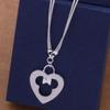 925 Sterling Silver Plated Korean Heart Mickey Necklace by Xianmei