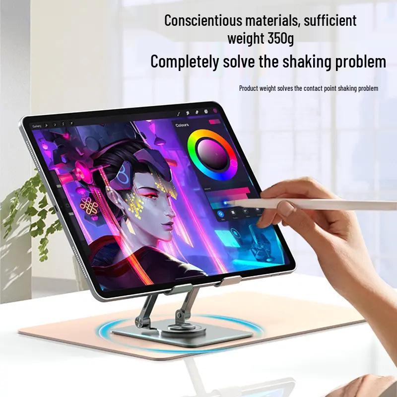 Rotatable Metal Tablet Stand for iPad - Height Adjustable with Cooling Feature