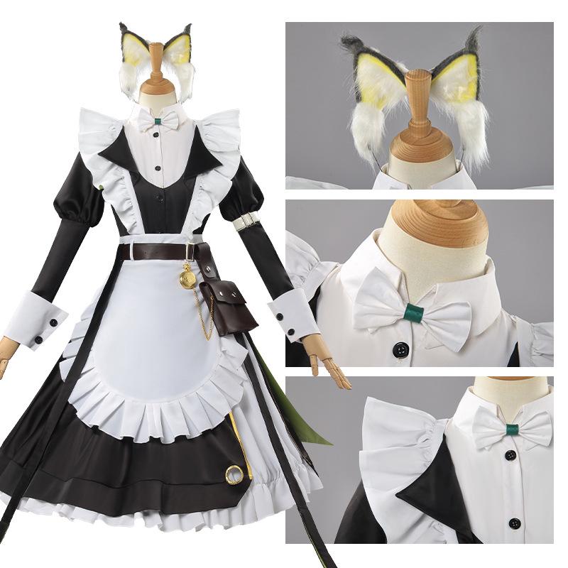 Arknights Kal'tsit AMa-10 Cosplay Costume Time Legacy Maid Outfit for Anime Game Women Halloween Comic-Con Party