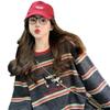 Korean Striped Long-Sleeve Retro T-Shirt for Women - New 2025 Spring/Autumn Collection