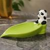 Bamboo Panda Soap Dish Cute Soap Tray Green Soap Rack  Kitchen