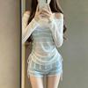 [Girls' minds] Split bikini long-sleeved smock swimsuit women's three-piece set to cover the meat and look thin vacation swimsuit