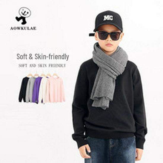 Korean Style Boys' Striped Stand-up Collar Long Sleeve T-shirt - Spring/Autumn Collection