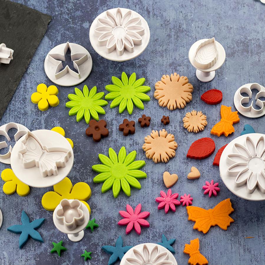 10pcs Biscuit Spring Printing Press Mold Flower Geometric Patterns Classic Biscuit Decoration Tools Kitchen Baking Accessories