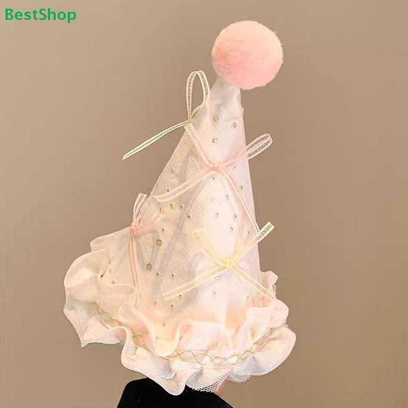 Korean Cute Bow Birthday Hat Hair Clip for Women, Festival Party Cake Hat, Bangs Clip, Photo Hair Accessory Prop