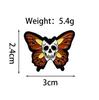 Retro Skull Brooch with Butterfly & Horror Elements - Metal Badge Ornament