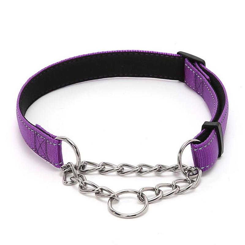 

Ошейник-мартингейл из нержавеющей стали, регулируемая цепь для собак, светоотражающие ошейники из нейлоновой ткани для маленьких, средних и больших собак S 2.5x40cm