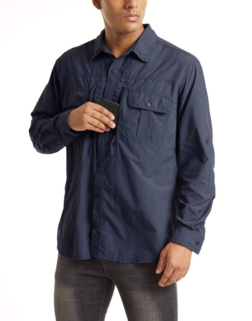 [TACVASEN] Men's Military Shirt, Long Sleeve, Sweat-Wicking, Quick-Drying, Workwear, Tactical Button Shirt, Airsoft, Plus Sizes, Autumn Fashion, Light