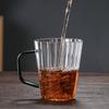 Pionowo wzorzysta szklana filiżanka do kawy z uchem z wysokoborusilikowego szkła filiżanka do herbaty kubek na wodę domowy do kuchenki mikrofalowej piekarnika