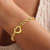 Irregular Hollow Stainless Steel Peach Heart Bracelets for Women Ladies Classic No Fading Bracelets Banquet Jewelry Accessories
