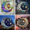1PCS Retro Colored Disc Hanging Decoration 2D Acrylic Pendant Stained Window And Ornament Moon Hanging Sun Suncatcher W2R2