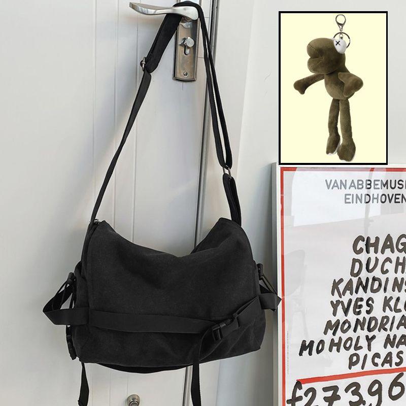 Canvas messenger bag boys trendy brand large capacity ins Japanese versatile retro backpack simple casual men