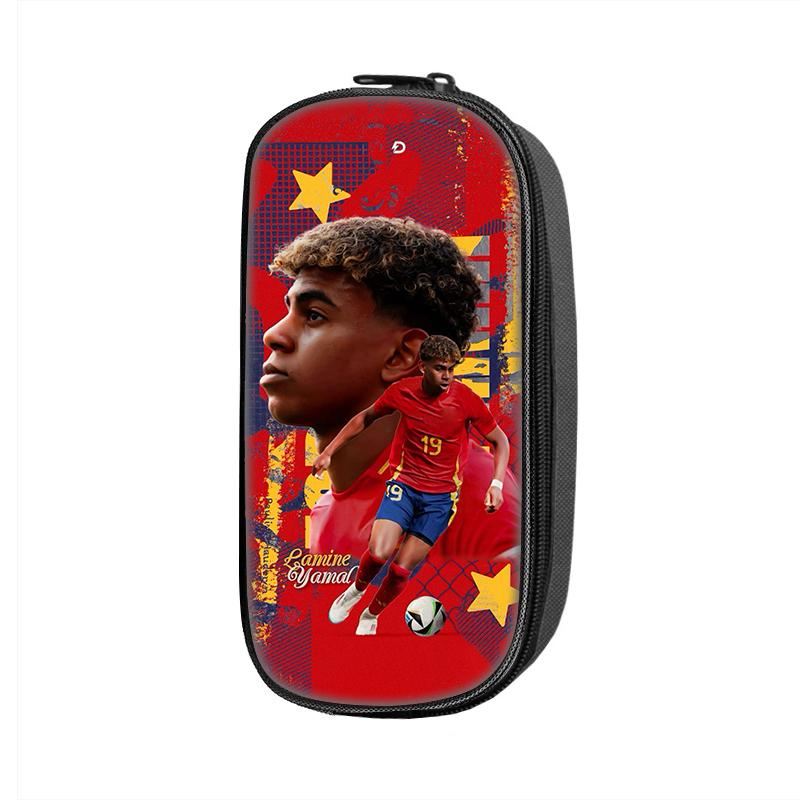 L-Lamin Yamal Pattern Pencil Case Makeup Bag Football Star Pen Bag Student Big Capacity School Supplies Zipper Pencil Pouch