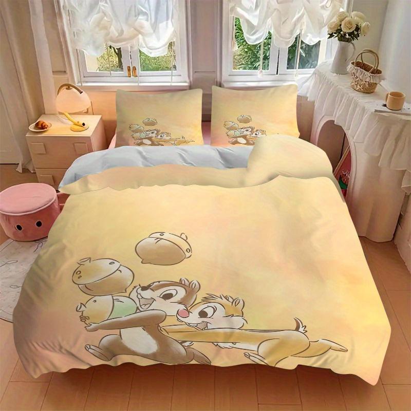3pcs Charming Chip 'n Dale Acorn Adventure Bedding Set Includes Quilt Cover and Pillowcases, Suitable for All Seasons S009