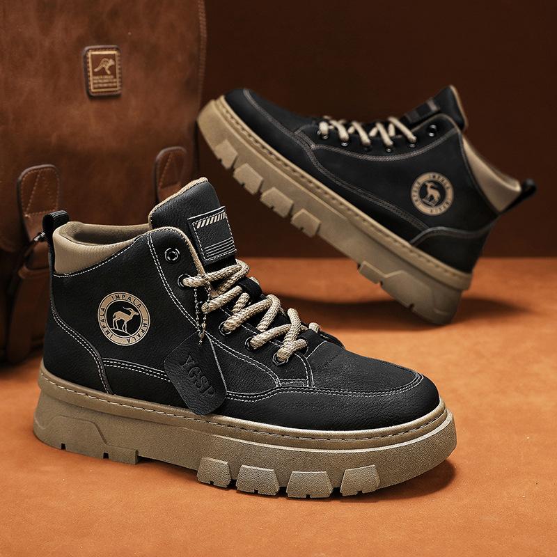 Autumn Men's Martin Boots 2024 New High-top Tooling Martin Boots Men's Casual Versatile Leather Trendy Martin Shoes