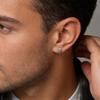 Hiphop Crystal Zircon Stud Earrings for Men Boys,Minimalist CZ Small Metal Stud Earrings with Butterfly Ear Backs