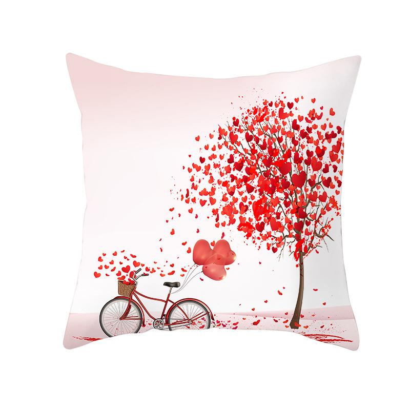 Valentine's Day Love Tree Series Peach Skin Pillowcase Valentine's Day Sofa Pillowcase Home Fabric