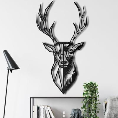 Metal Deer Wall Decor, Geometric Deer Head with Antlers Wall Art, Home Office Decoration, Wall Hangings, Nature Wall Art