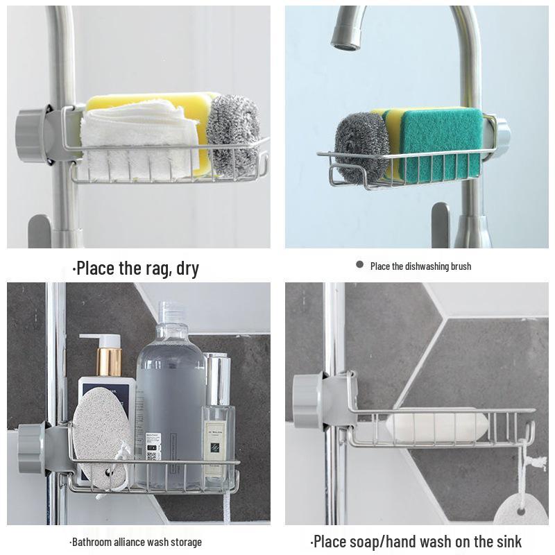 Stainless Steel Kitchen Sink Hanging Storage Rack for Sponges and Cloths