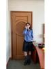 WHYSTUDIO Korean Retro Knit V-Neck Vest & Plaid Shirt Set