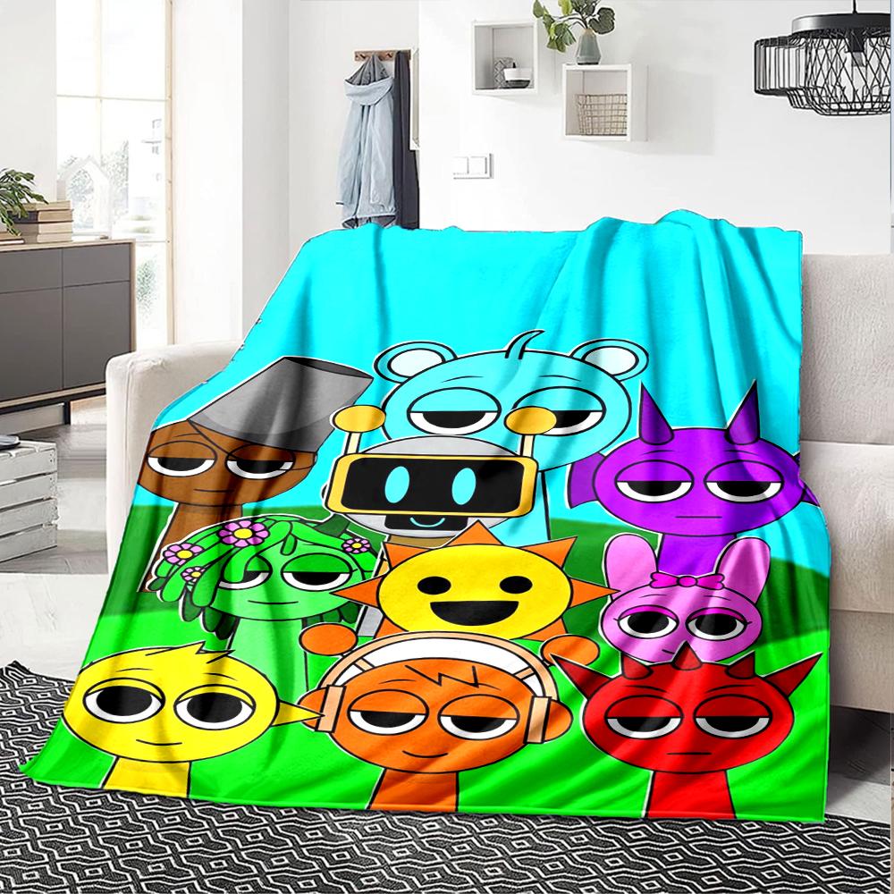Coperta stampata a tema Sprunki - Perfetta per divano, letto, viaggi e uso all'aperto | Lavabile in lavatrice, accogliente e resistente.