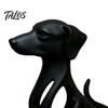 Desktop Ornament, Hollow Curved Surface Sitting Hound Figurine, Matte White One-Piece Molded Dog Sculpture for Home Office Gift