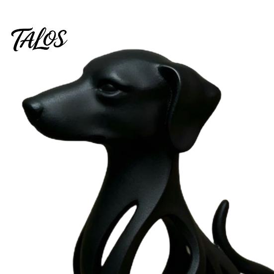 Desktop Ornament, Hollow Curved Surface Sitting Hound Figurine, Matte White One-Piece Molded Dog Sculpture for Home Office Gift
