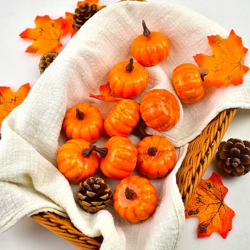6PCS/Lot Yellow Simulated Pumpkin Harvest Thanksgiving Halloween Atmosphere Decoration DIY Material for Home Party Handcraft ZYF