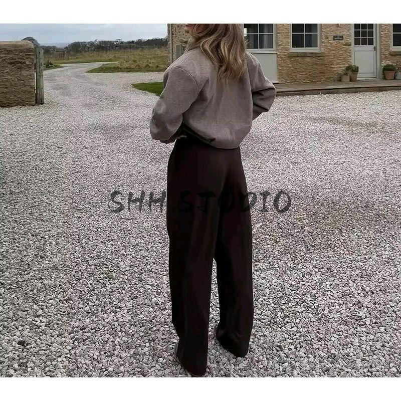 Spring New Women's Clothing Korean Style Loose Casual Minimalist Polo Collar Long Sleeves Soft Woolen Zipper Jacket Outwear